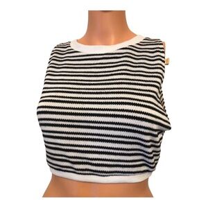 Zara Striped Sleeveless Cropped Knit Top Medium